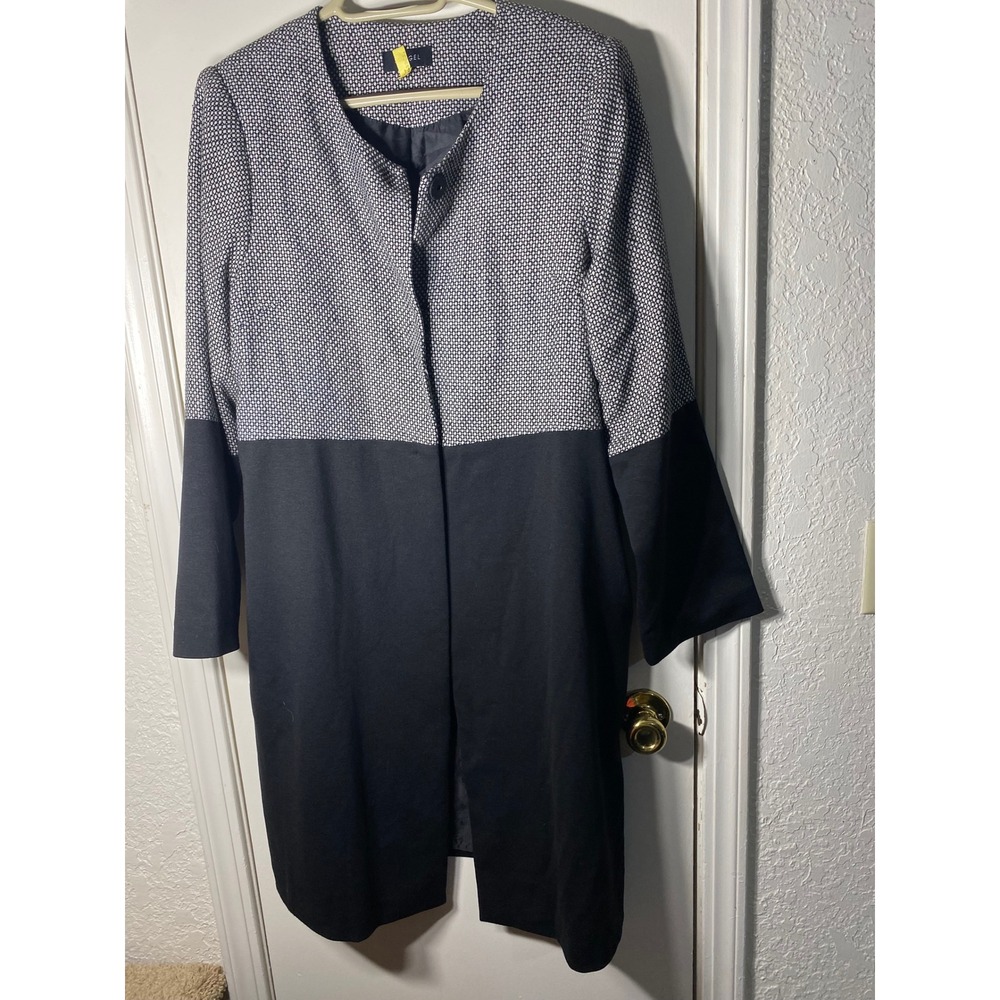 Spiegel Women Black White Colorblock Geometric Textured Topper Coat Size 16